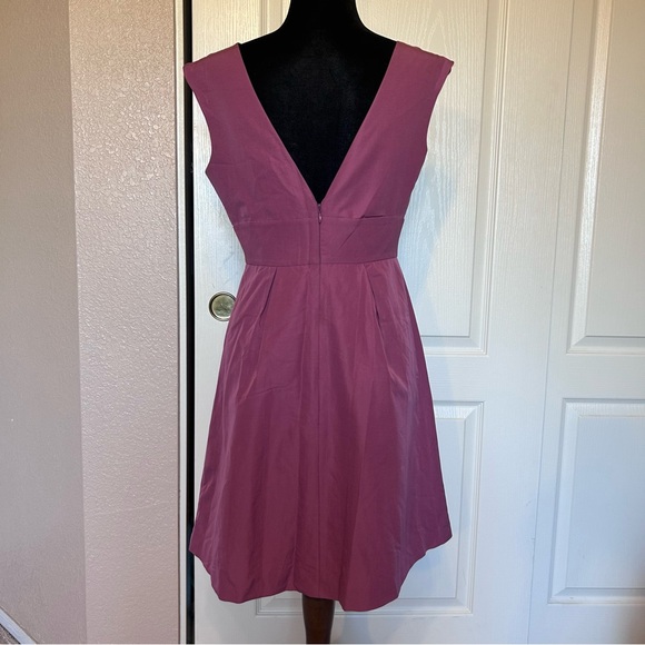 J Crew Mauve Pink Sleeveless Plunge Neckline‎ Cotton/Silk Dress Size 6 - Picture 2 of 5